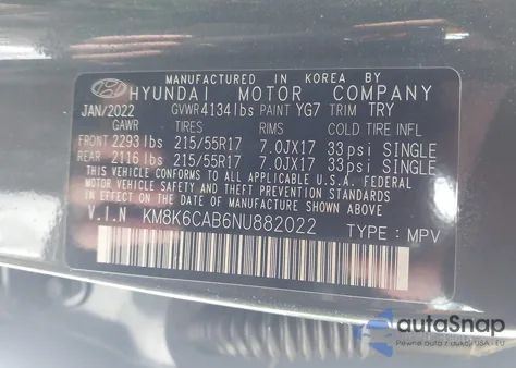 2022 Hyundai Kona Sel from USA, damaged, VIN KM8K6CAB6NU882022